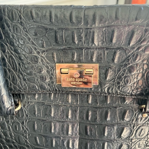 $498 Kate Spade Orchard Valley Sinclair Croc Leather Shoulder Bag NAVY BLUE - Picture 2 of 4